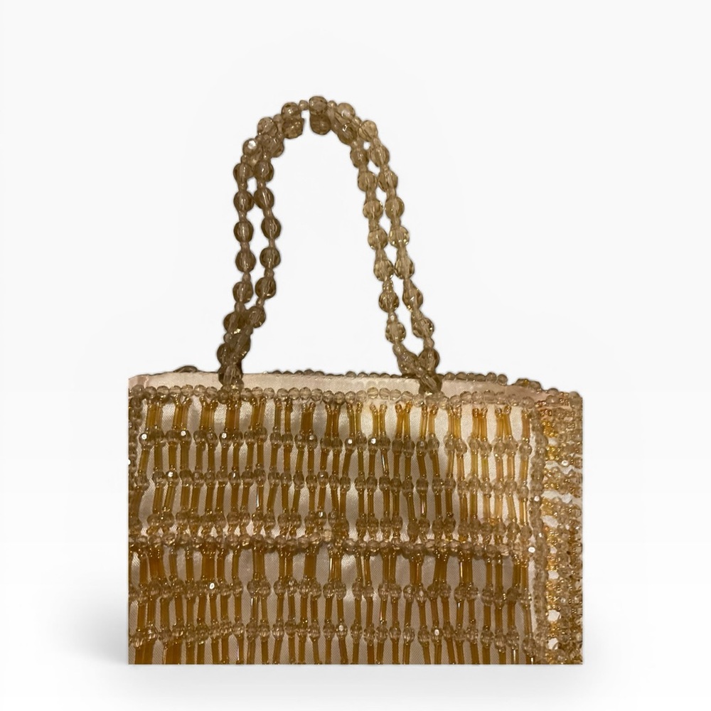 Saks Fifth Avenue Women’s Fishnet Beaded Evening Bag Clutch Purse - Picture 4 of 13